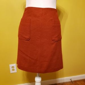 Madewell Museum Patch-Pocket Mini Skirt rust color wool blend Size 10